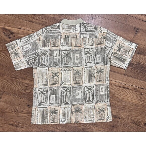 Tori Richard Cotton Lawn Palm Tree Tribal Hawaiian Mens Large Polo Shirt Beach - Picture 8 of 9